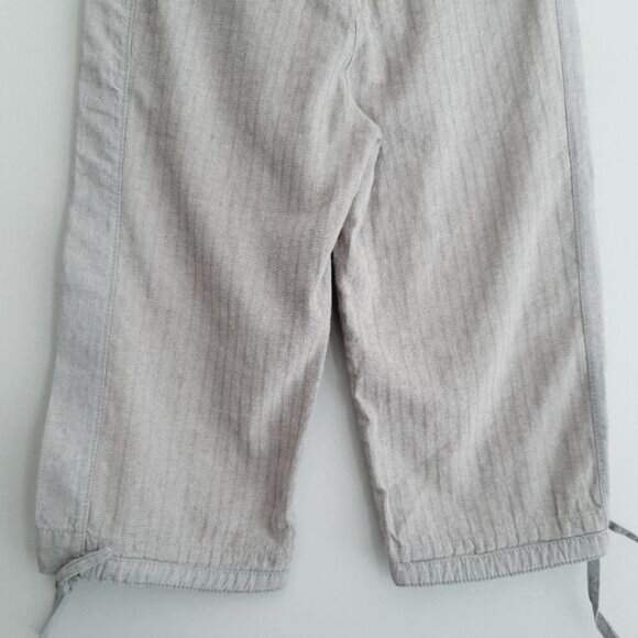 SOLOLA Linen Cotton Blend Capri Pants Drawstring Waist Long Shorts Grey Sz 6 - Picture 9 of 13